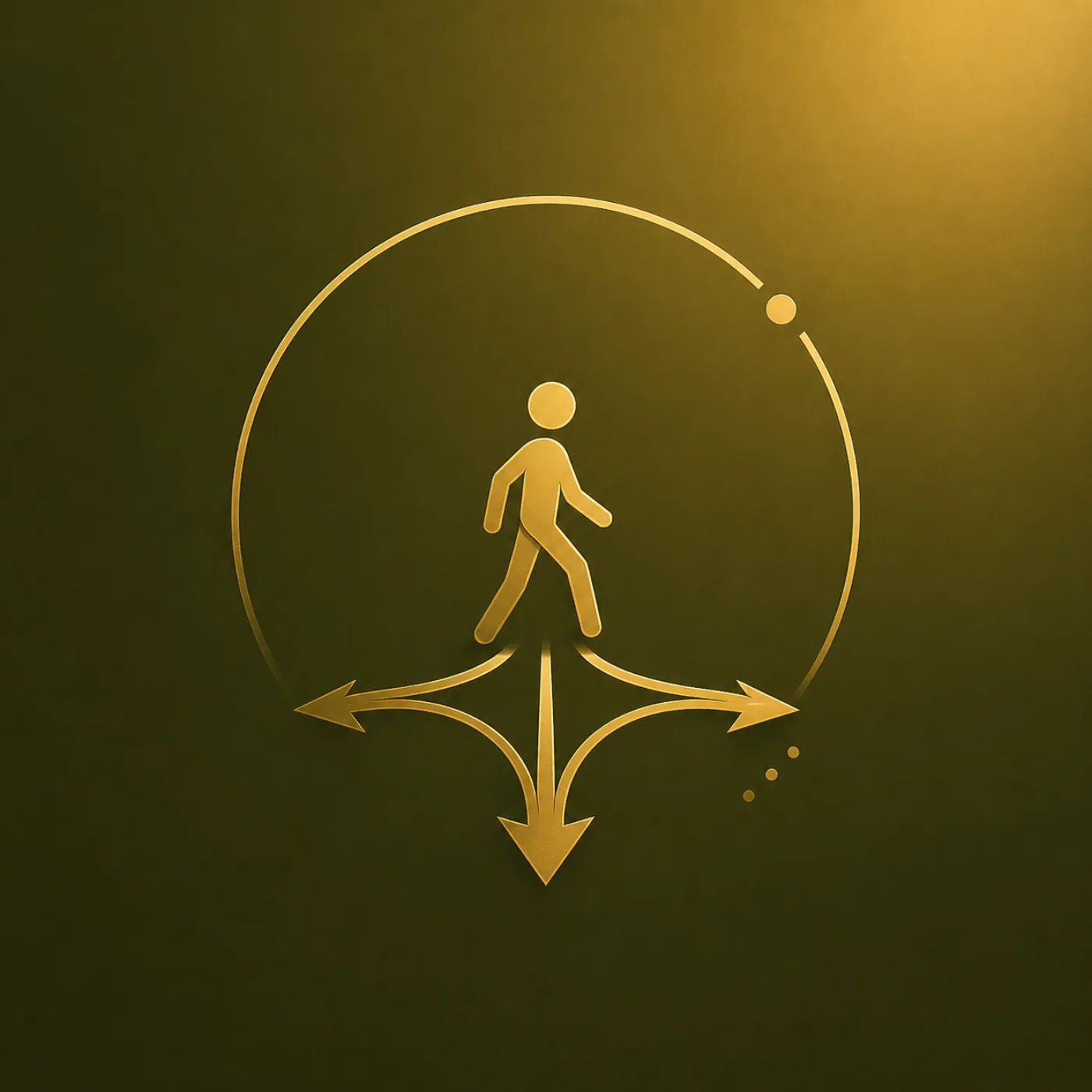 Gold figure at a crossroads